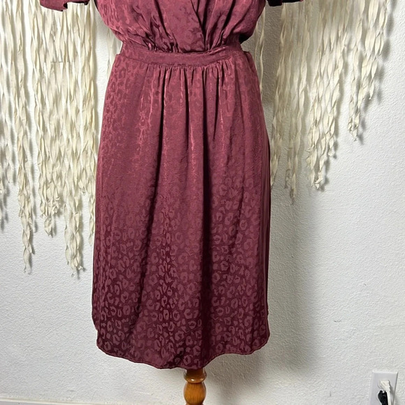 Margaret O'Leary Burgundy Leopard Print Dress Size Small - Picture 3 of 9